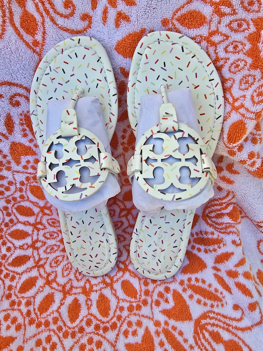 Tory Burch Miller Rainbow Sprinkles Patent Leather Sandals Sz 11M - Picture 2 of 7